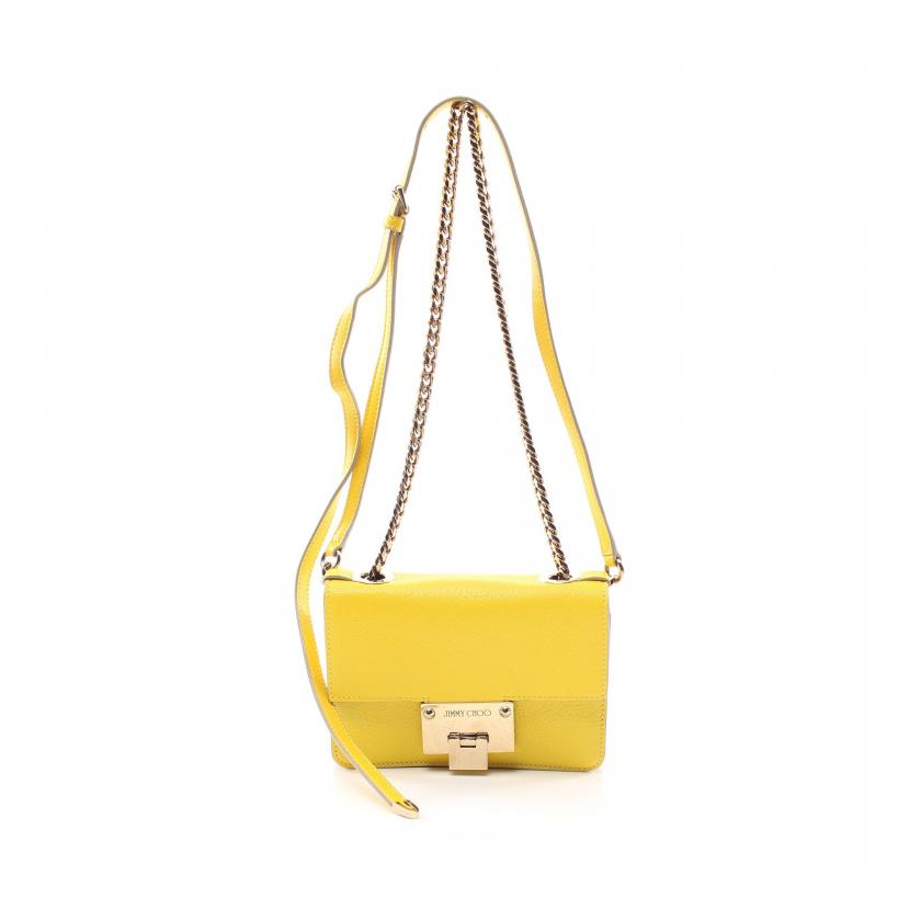 JIMMY CHOO ジミーチュウ REBEL SOFT MINI チェーンショルダーバッグ ネオンイエロー  レディース 古着 中古 USED JIMMY CHOO ジミーチュウ REBEL SOFT MINI チェーンショルダーバッグ