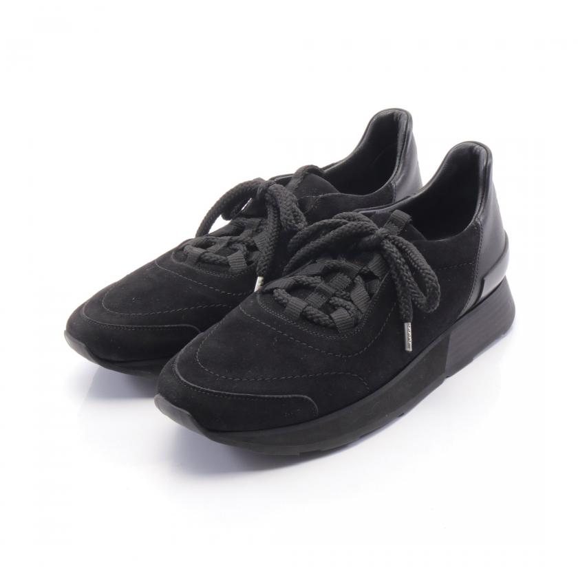 ■ 46206★HERMES シューズ ブラック スエード　スニーカー　レザー □ 46206☆HERMES シューズ ブラック スエード スニーカー