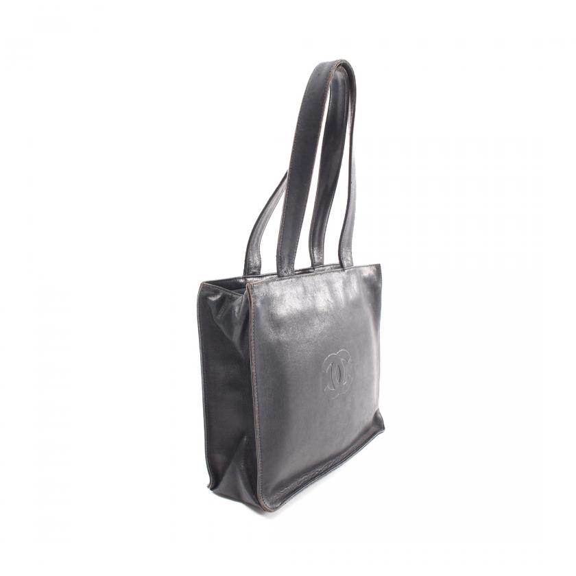 シャネル（CHANEL）ココマーク｜カメリア｜ハンドバッグ｜トートバッグ｜ラムスキン｜ブラック｜シルバー金具｜ハイブランド・ブランド専門の中古通販サイト（798910）