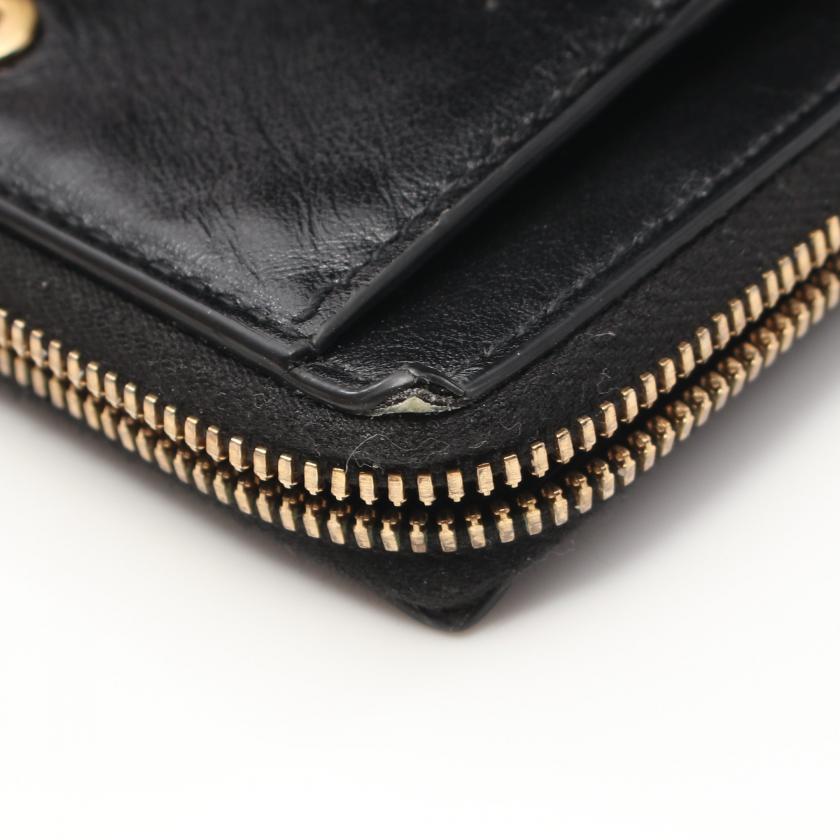 ボッテガヴェネタ(BOTTEGA VENETA)マキシイントレチャート|二つ折り財布|レザー|ブラック|ハイブランド・ブランド専門の中古通販サイト(800892)