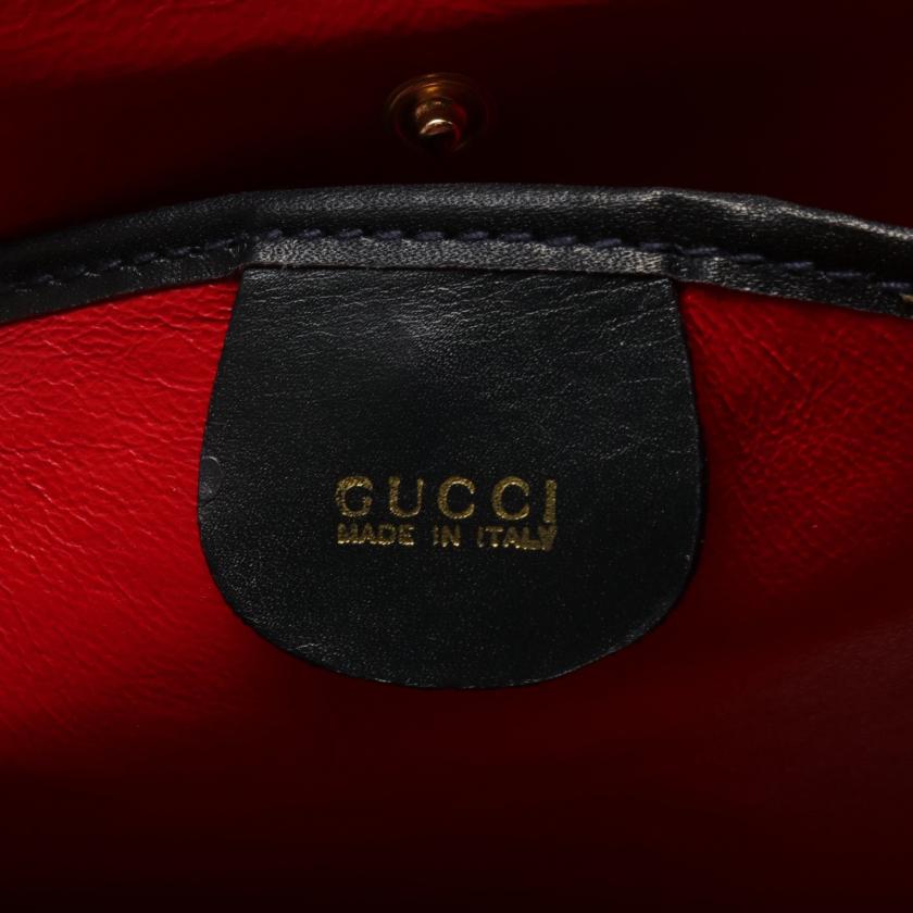 グッチ(GUCCI)オールドグッチ|ハンドバッグ|レザー|ネイビー|2WAY|ハイブランド・ブランド専門の中古通販サイト(802109)