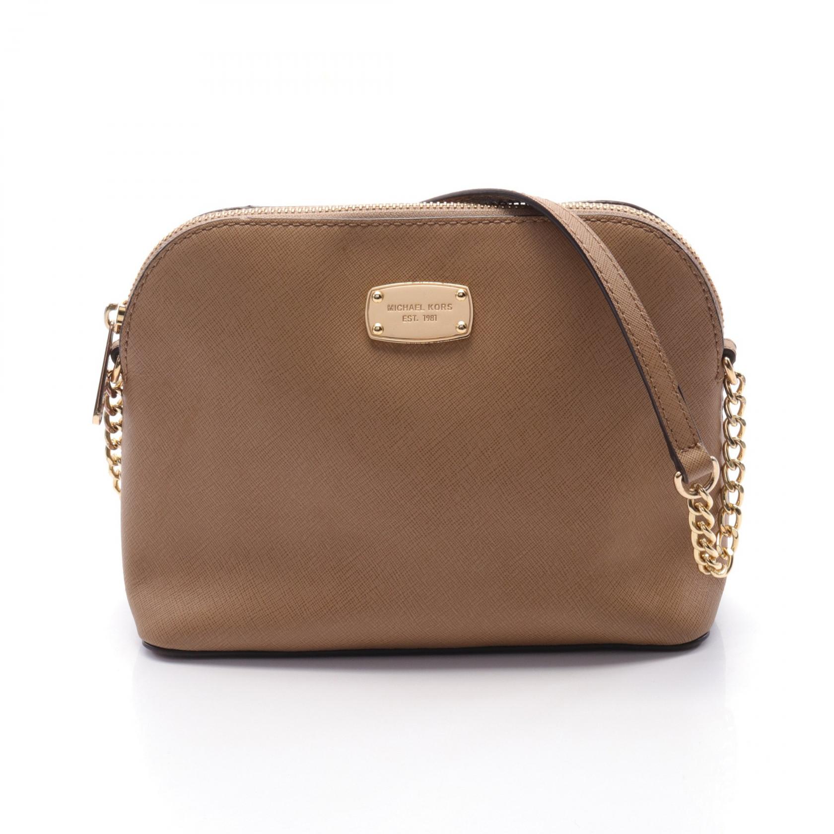 マイケルマイケルコース(MICHAEL MICHAEL KORS)CINDY|LG|DOME|チェーンショルダーバッグ|レザー|ベージュ|ハイブランド・ブランド専門の中古通販サイト(788357)