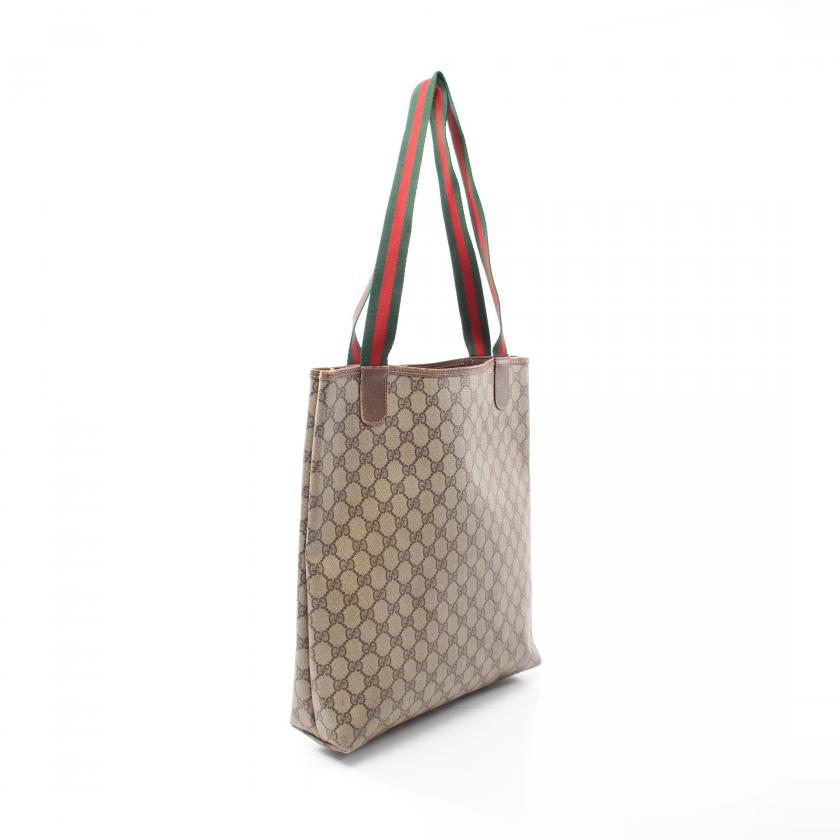 アウトレット直販 GUCCI PVCシェリーブラウン GGトートバッグ グッチ ...