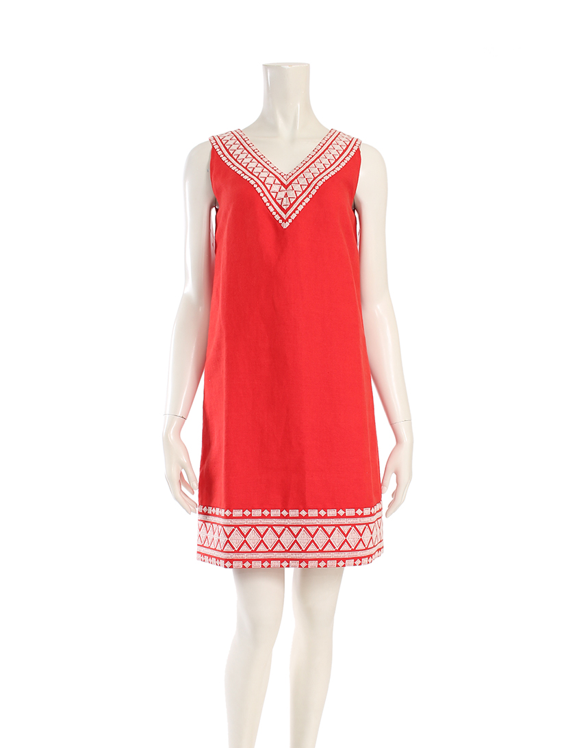 ケイトスペード Kate Spade ワンピース 刺繍 麻混 赤 アイボリー ハイブランド ブランド専門の中古通販サイト