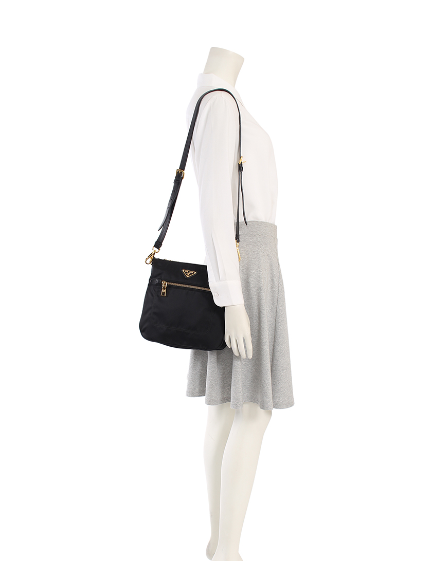プラダ(PRADA)ショルダーバッグ|ナイロン|レザー|黒|ゴールド金具|ハイブランド・ブランド専門の中古通販サイト(103156)