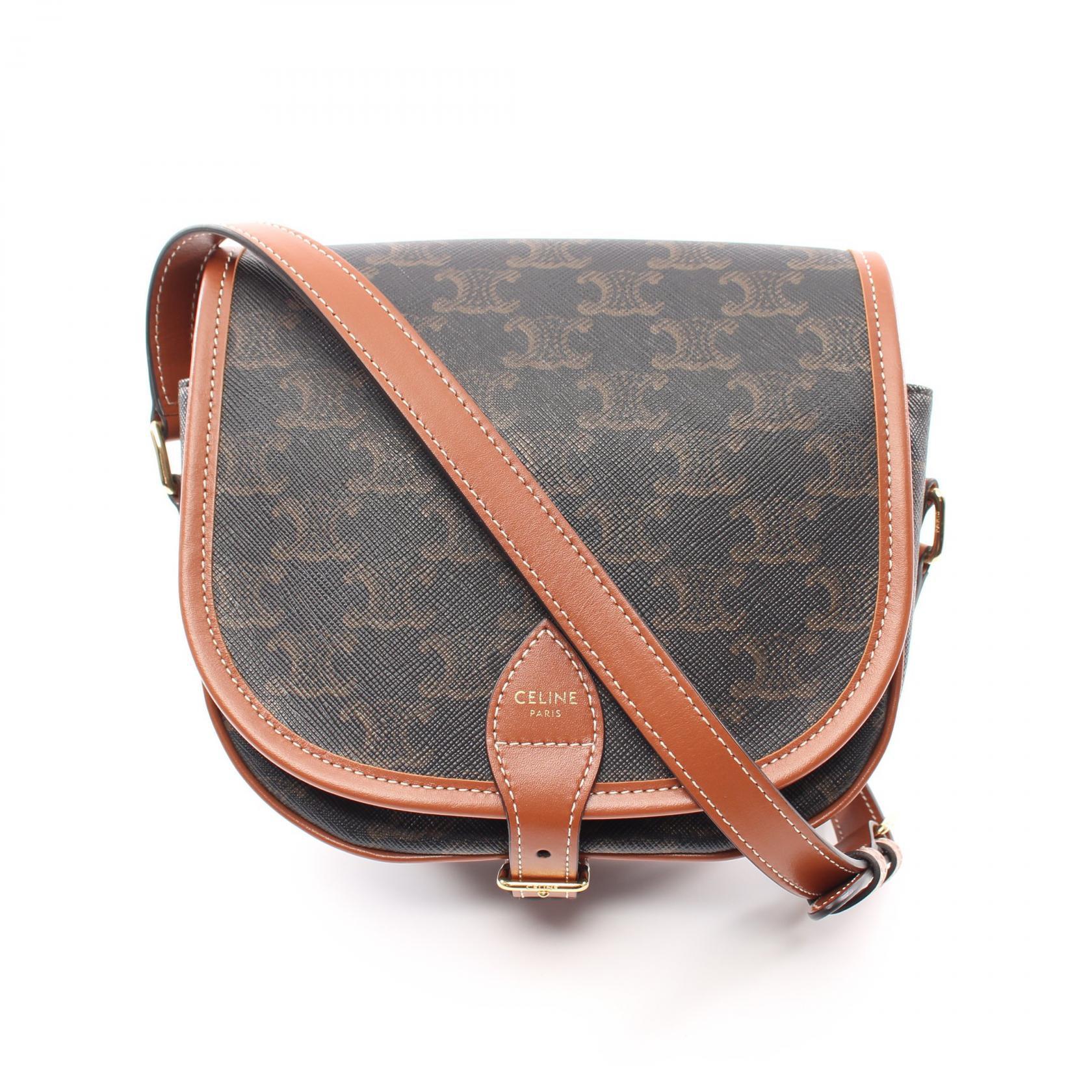 セリーヌ(CELINE)トリオンフ|ショルダーバッグ|PVC|レザー|ダークグレー|ブラウン|ハイブランド・ブランド専門の中古通販サイト(804534)