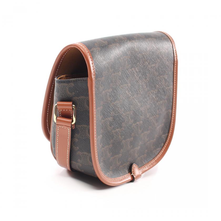 セリーヌ(CELINE)トリオンフ|ショルダーバッグ|PVC|レザー|ダークグレー|ブラウン|ハイブランド・ブランド専門の中古通販サイト(804534)