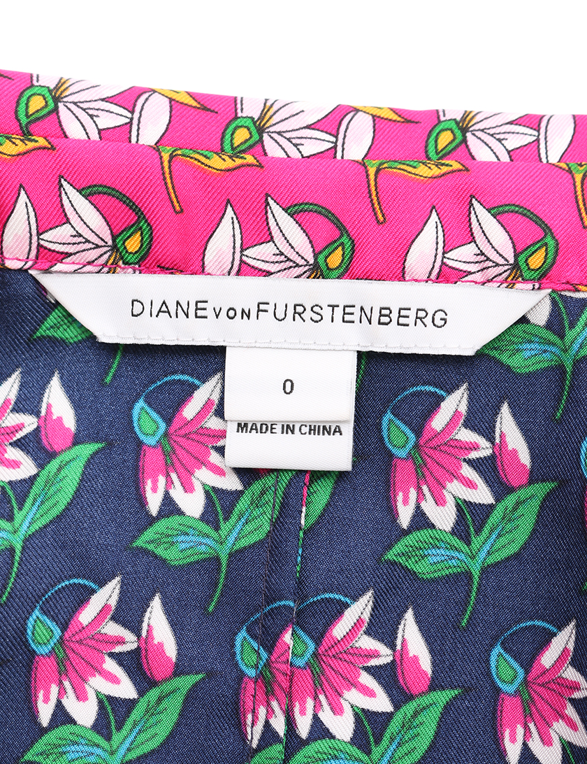 ダイアンフォンファステンバーグ Diane Von Furstenberg Nieves シャツワンピース ノースリーブ 花柄 シルク ピンク ネイビー ハイブランド ブランド専門の中古通販サイト