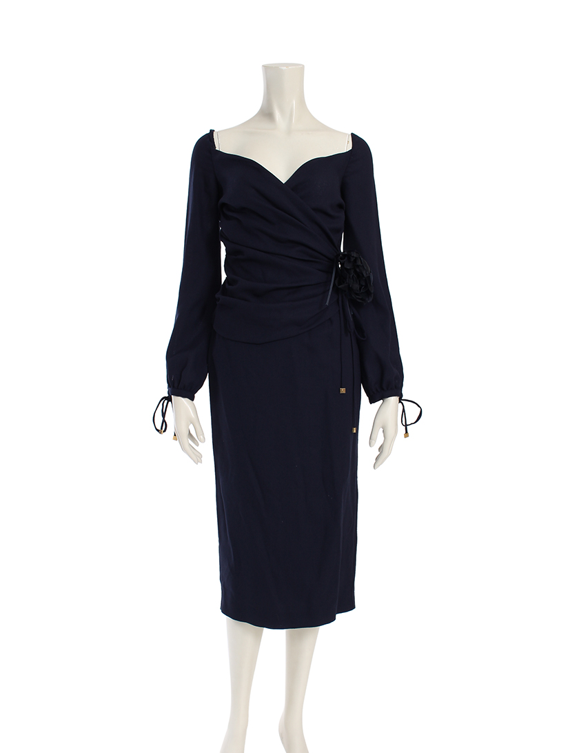 ディースクエアード Dsquared2 ワンピース コサージュ付き ウール ネイビー ハイブランド ブランド専門の中古通販サイト