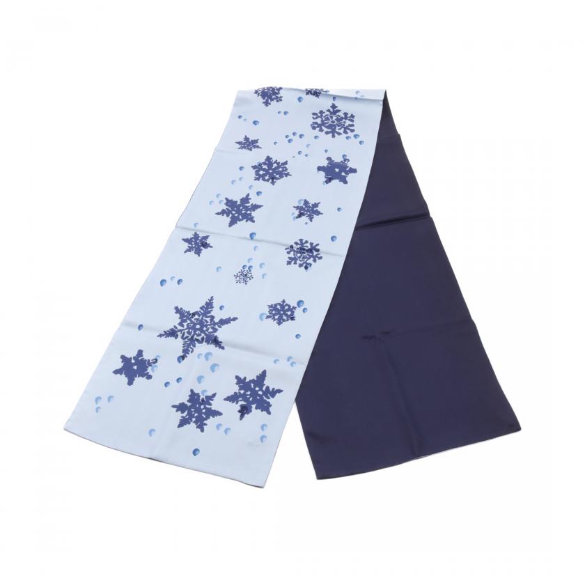 HERMES シルクスカーフ ネイビー/ライトブルー HERMES・財布・小物・ スカーフ マフラー スノーフレーク シルク