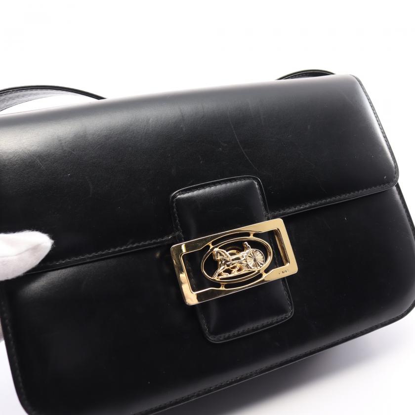 セリーヌ(CELINE)|ショルダーバッグ|レザー|ブラック|馬車金具 ...
