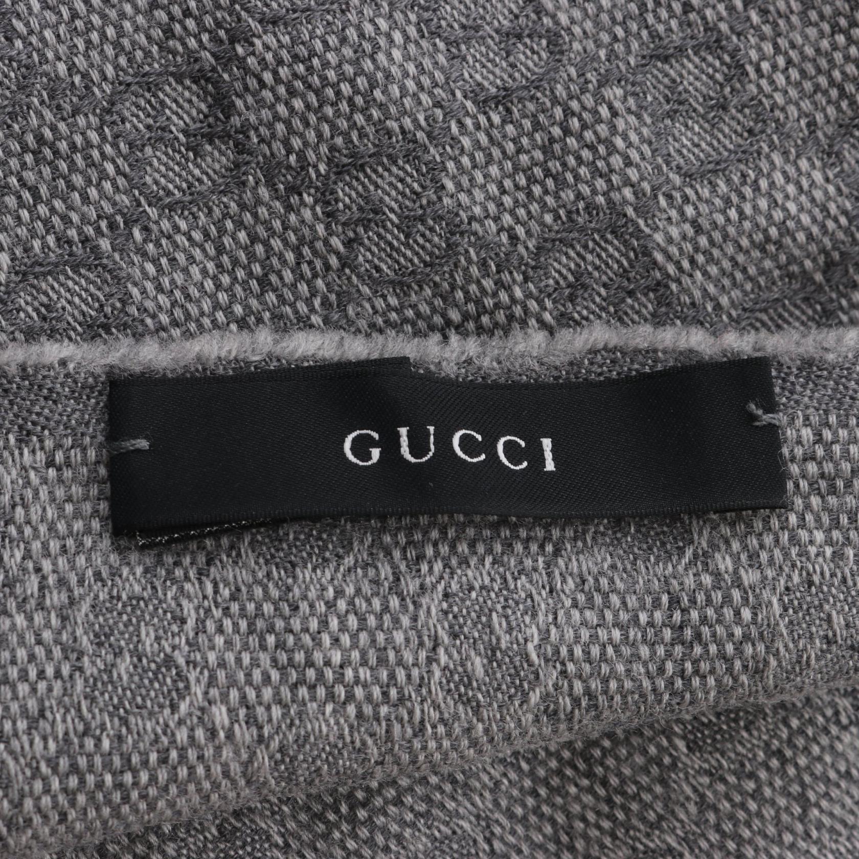 GUCCIマフラー　グッチマフラー　シェリーライン　シルク　グッチ　黒 GG グッチ ストール マフラー GUCCI シルク入り GG柄 大判45
