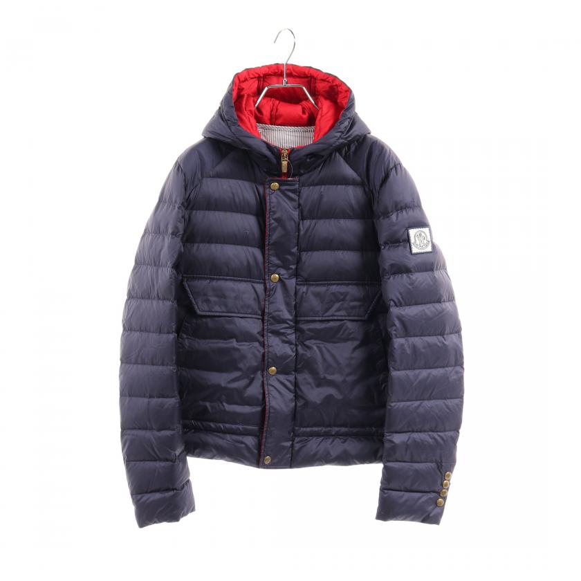 MONCLER フード付きダウンジャケット ネイビー/レッド