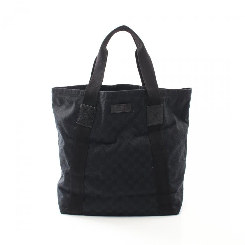 GUCCIブラック ハンドバッグ キャンバス レザー ハンドバッグ GGキャンバス レザー ブラック 28628（2024/11/03