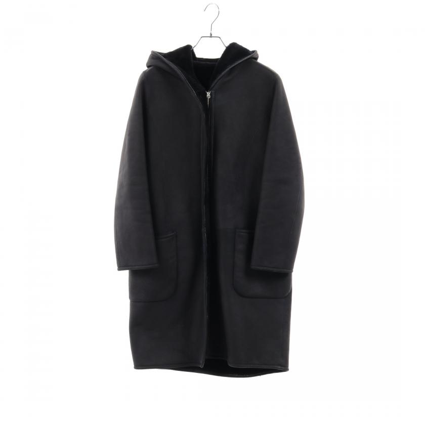 PELLEY LUSSO・アウター・ ムートンコート ダークネイビー フード付き