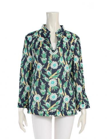 TORY BURCH・トップス・ブラウス 花柄 コットン混 スパンコール 