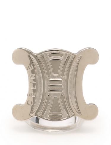 セリーヌ Celine スカーフリング マカダムモチーフ メタル シルバー ハイブランド ブランド専門の中古通販サイト