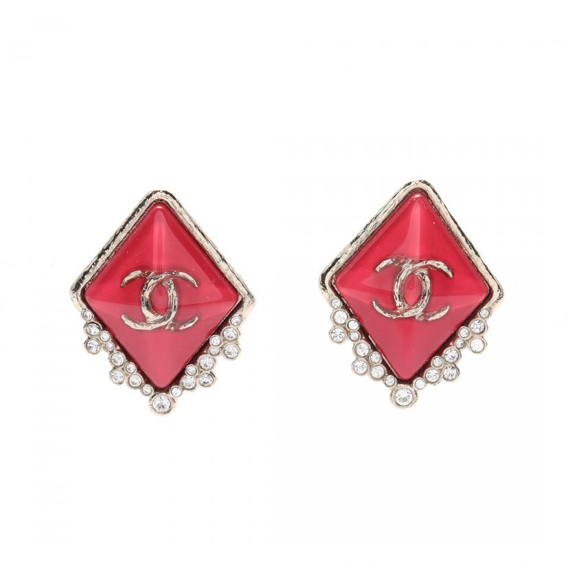 CHANEL・アクセサリー・ココマーク ピアス GP ラインストーン ゴールド