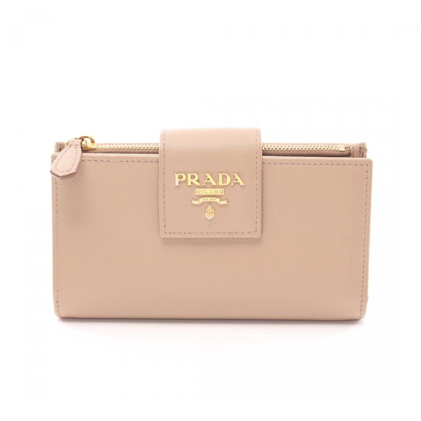 PRADA - サフィアーノ　ベージュ サンドベージュ プラダ ダブル サフィアーノレザー ミディアムバッグ