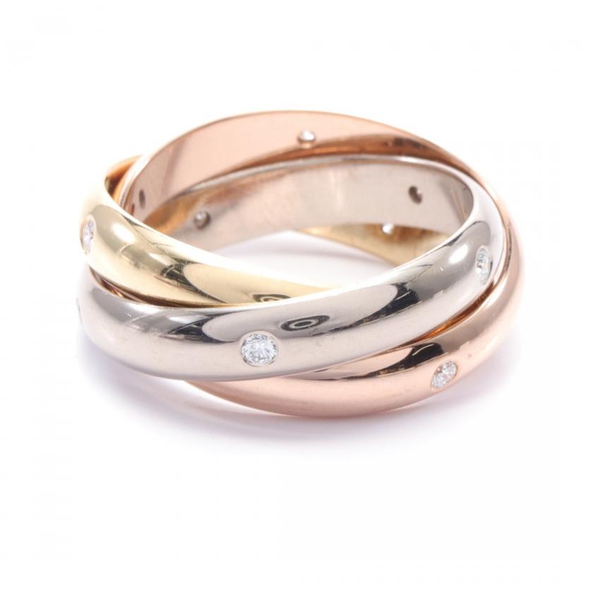 Cartier・アクセサリー・トリニティ リング 指輪 K18YG K18WG K18PG ダイヤモンド イエローゴールド ホワイトゴールド ピンクゴールド 15Pダイヤモンド