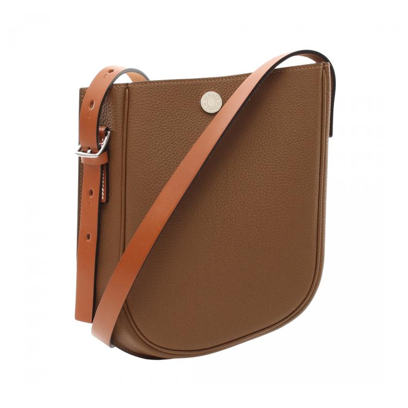 HERMES・バッグ・パースペクティブ カバリエ 21 ゴールド フォーブ ショルダーバッグ トゴ ヴァッシュハンター ライトブラウン シルバー金具 B刻印
