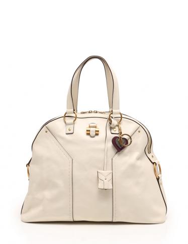 Yves Saint Laurent rive gauche・バッグ・ミューズバッグ 白 ゴールド 