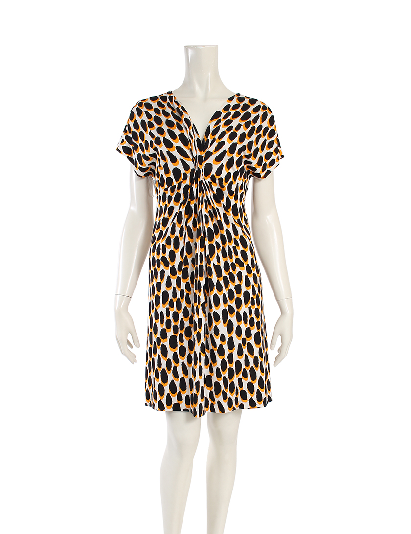 ダイアンフォンファステンバーグ Diane Von Furstenberg ワンピース アニマル柄 シルク 白 黒 オレンジ ハイブランド ブランド 専門の中古通販サイト