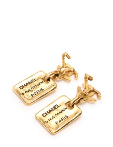 シャネル(CHANEL)イヤリング|ココマーク|プレートモチーフ|メタル|ゴールド|黒|ハイブランド・ブランド専門の中古通販サイト(109974)