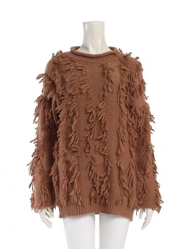 3.1 Phillip Lim・トップス・ニット フリンジ ウール混 茶