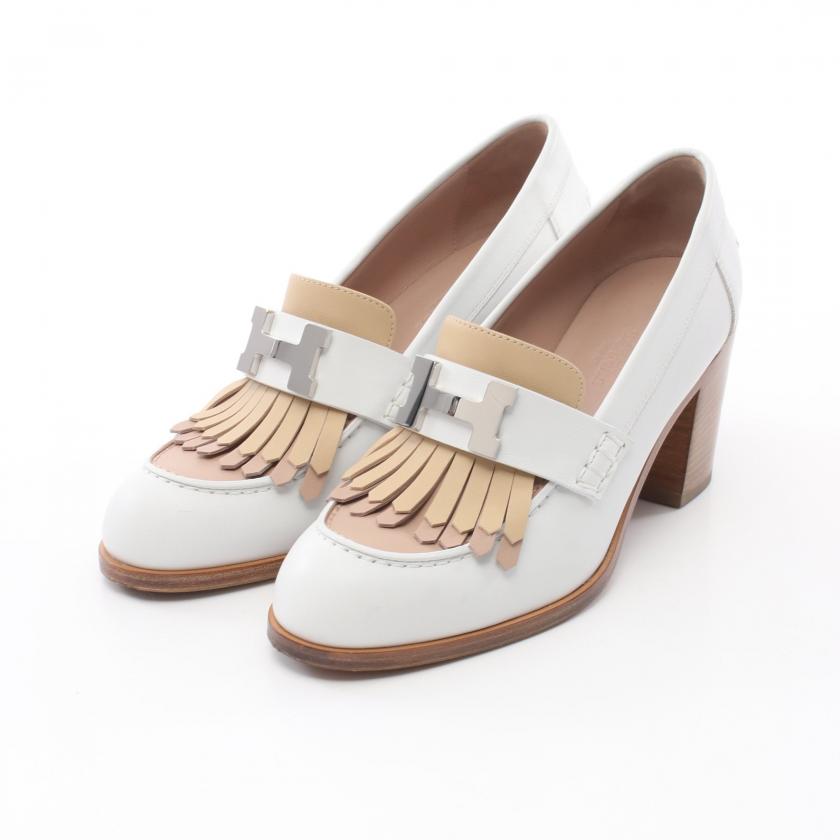 HERMES・シューズ・エリゼ 70 パンプス レザー ホワイト マルチカラー