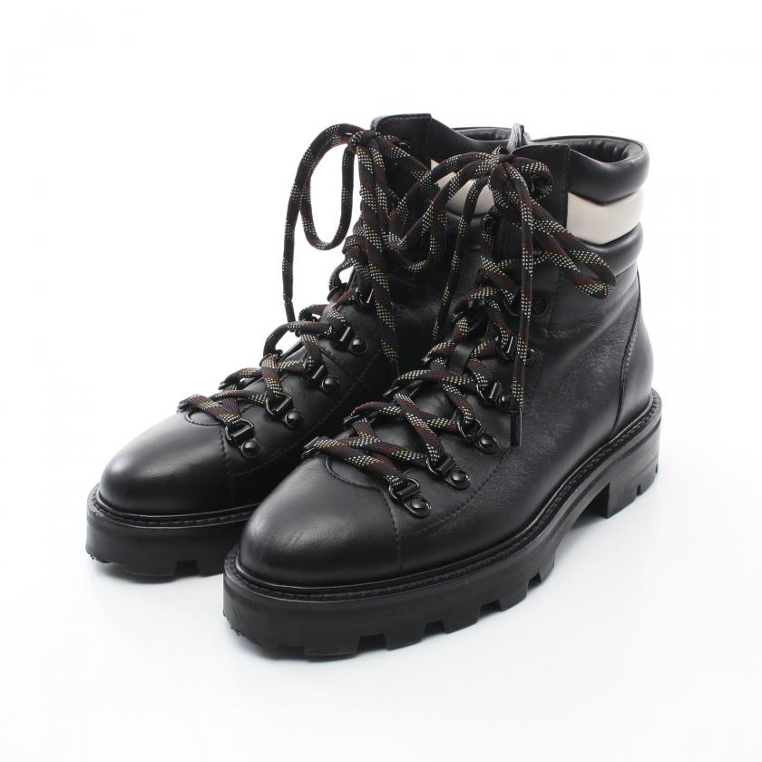 JIMMY CHOO・シューズ・ESHE FLAT ハイキング ブーツ レザー ブラック ホワイト