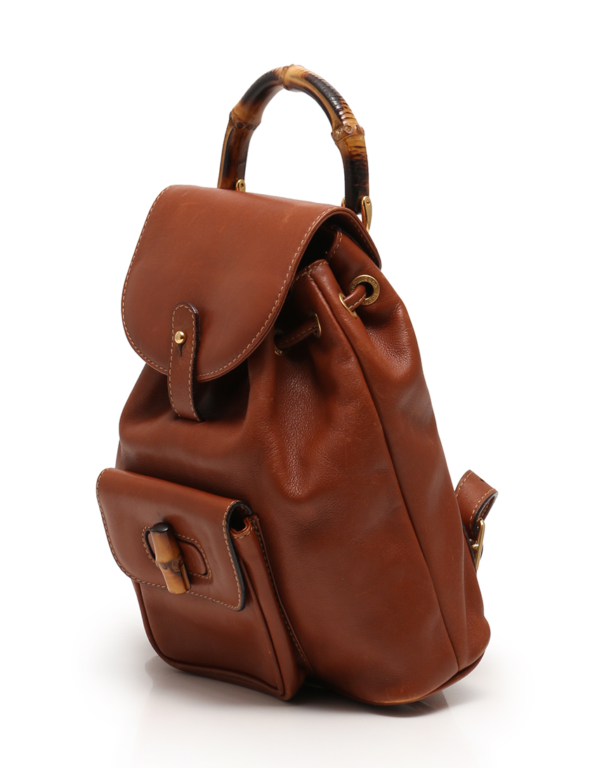 グッチ(GUCCI)ミニリュックサック|バンブー|レザー|茶|ハイ ...