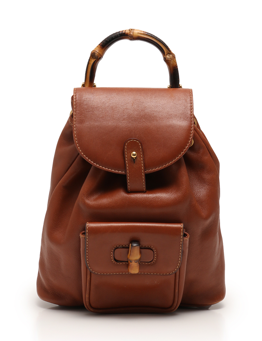 グッチ(GUCCI)ミニリュックサック|バンブー|レザー|茶|ハイ ...
