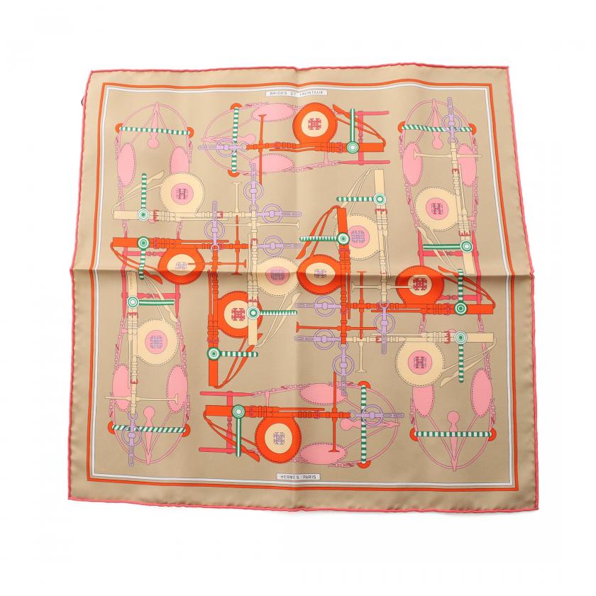 ★c1985 新品!! エルメス プチカレ 45 シルク スカーフ Vive Le Vent 風よ吹け レディース★ HERMES Vintage Silk Scarf エルメス シルクスカーフ カレ45 プチカレ