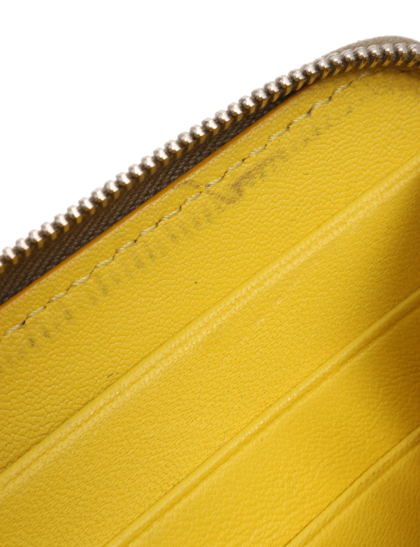 セリーヌ(CELINE)ラウンドファスナー長財布|レザー||グレー|黄|ハイブランド・ブランド専門の中古通販サイト(120590)