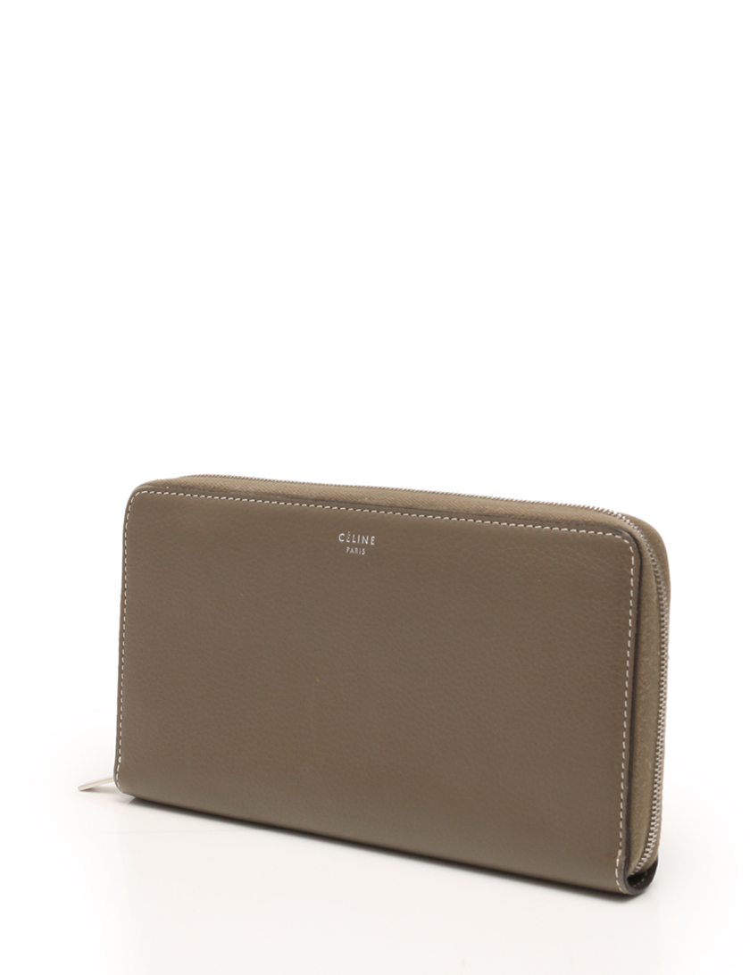 セリーヌ(CELINE)ラウンドファスナー長財布|レザー||グレー|黄|ハイブランド・ブランド専門の中古通販サイト(120590)