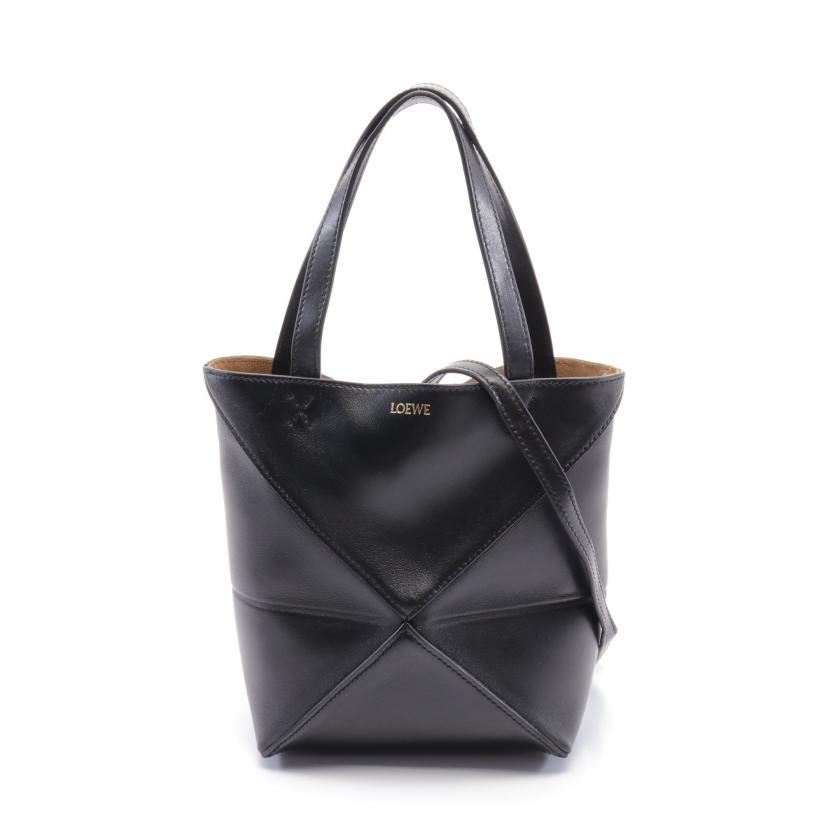 極美品　ロエベ　パズルフォルド　ミニ　ハンドバッグ　ショルダー　2way　黒 LOEWE・バッグ・パズルフォルド ミニ ハンドバッグ レザー ブラック
