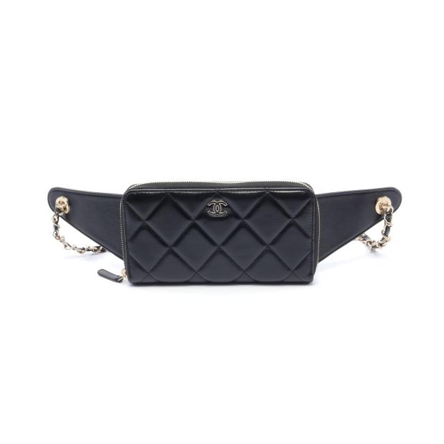 マトラッセ ボディウォレット ボディバッグ レザー ブラック ゴールド金具