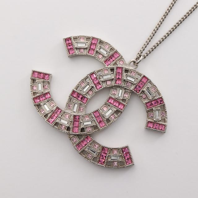  ココマーク ネックレス ラインストーン シルバー ピンク クリア B17S