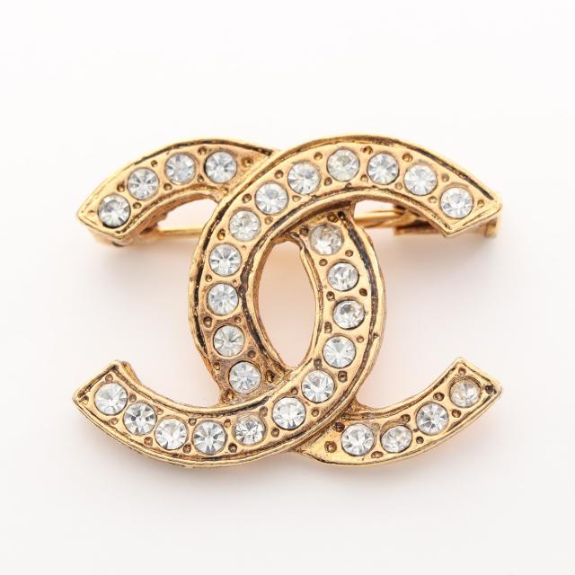 ココマーク ブローチ GP ラインストーン ゴールド クリア ヴィンテージ