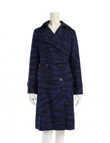 Aquascutum・アウター・ コート トレンチコート ゼブラ柄 ネイビー 黒