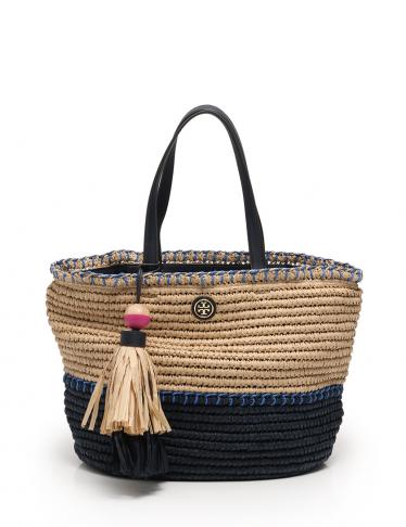 TORY BURCH・バッグ・かごバッグ トートバッグ ラフィア レザー