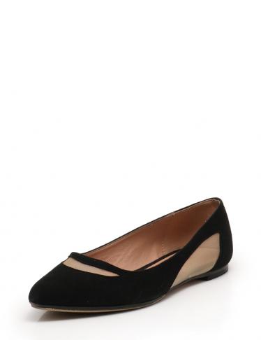 FABIO RUSCONI・シューズ・フラットパンプス スエード 黒