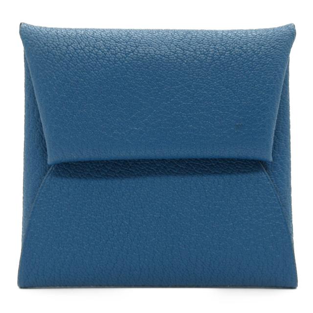 HERMES・財布・小物・バスティア コインケース コインケース レザー シェーブル ブルー シルバー金具 □Q刻印