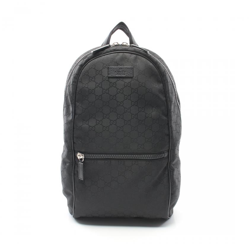 GUCCI・バッグ・GG柄 バックパック リュックサック ナイロン レザー ブラック