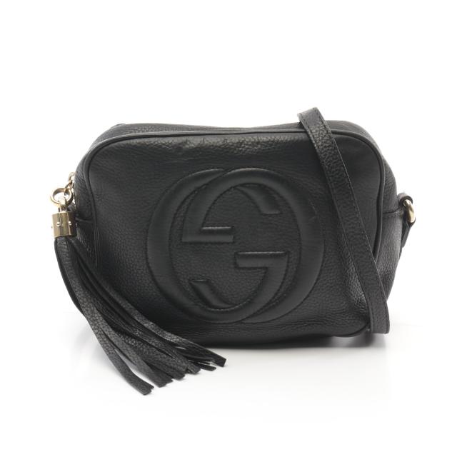 GUCCI・バッグ・ソーホー ディスコバッグ インターロッキングG ショルダーバッグ レザー ブラック