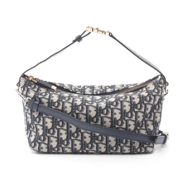 Christian Dior・バッグ・DiorTravel ノマドポーチ ミディアム ハンドバッグ キャンバス レザー ベージュ ネイビー 2WAY