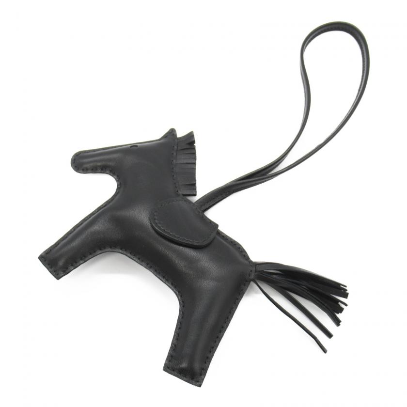 HERMES・アクセサリー・ロデオMM ブラック チャーム レザー アニョーミロ ブラック ブラック（エルメス） W刻印