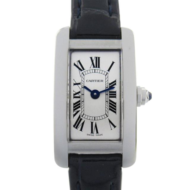 Cartier・時計・タンクアメリカン ミニ レディース 腕時計 クオーツ ステンレススチール クロコ革 シルバー