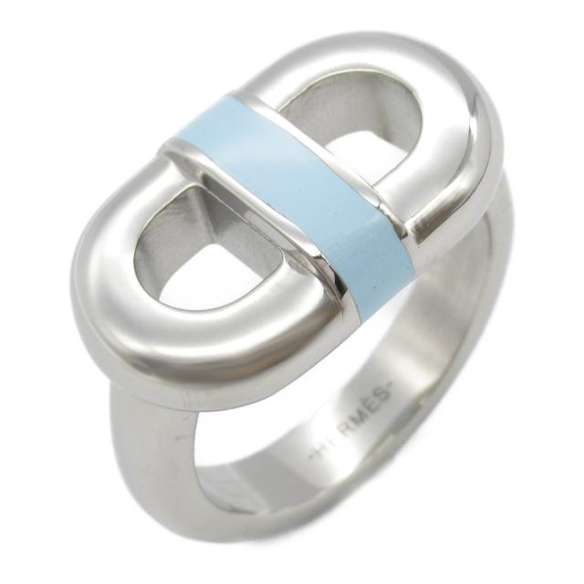 HERMES・アクセサリー・マイヨン リング リング 指輪 ステンレススチール ブルー ブルーラン